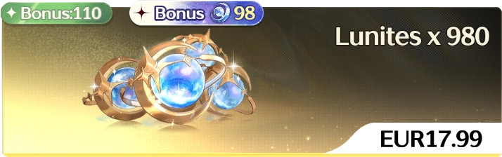 Pack Lunite 980 bonus anniversaire Wuthering Waves 17.99€